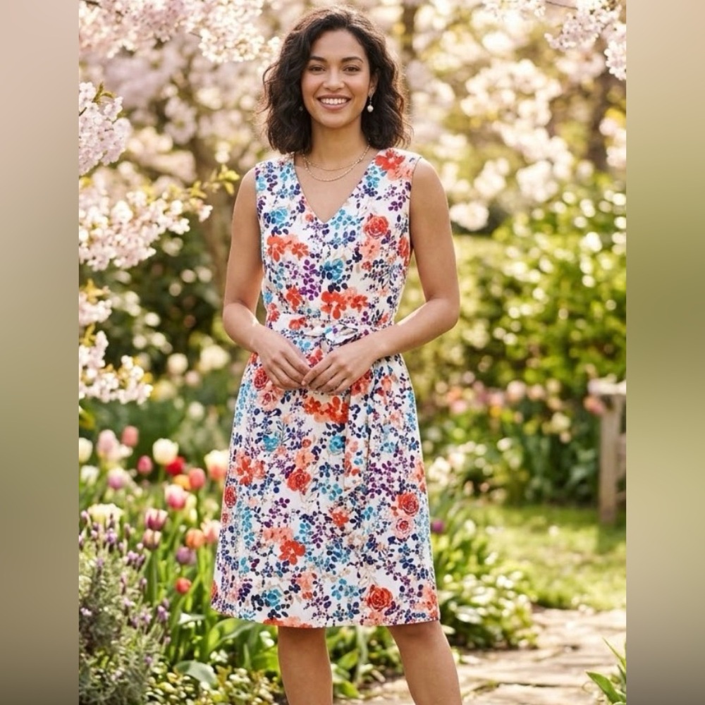 Floral Sleeveless Dress - Multicolor